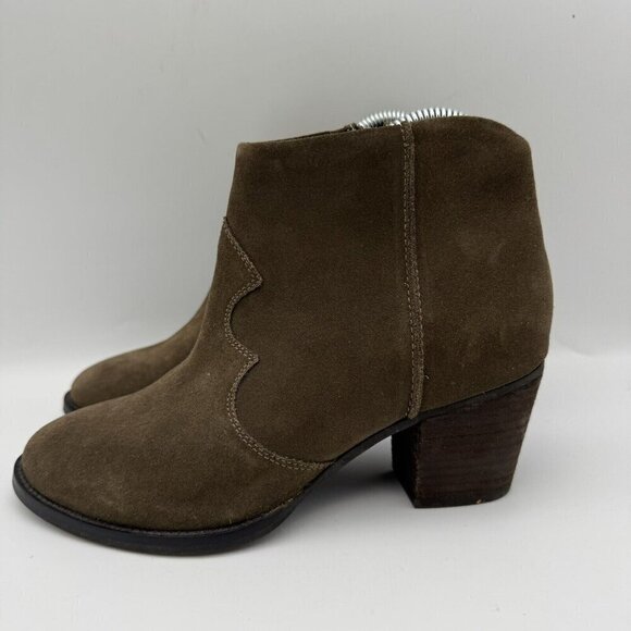 Seychelles Brown Leather Heeled Ankle Boots Zip Booties Western SZ 6.5 - Picture 3 of 8